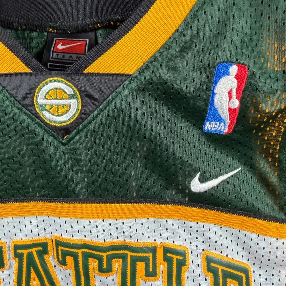 Vintage Nike Seattle‎ SuperSonics Ray Allen 34 NBA Jersey Green White Youth L +2